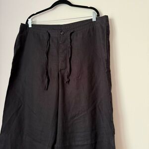 Vintage Express 100% Linen Wide Leg Drawstring Pants, sz XL